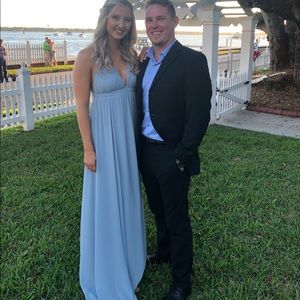 Ava Maxi Dress Steel Blue Chiffon